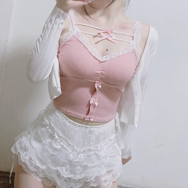 Tops Lace Trim Style Aesthetic Kawaii