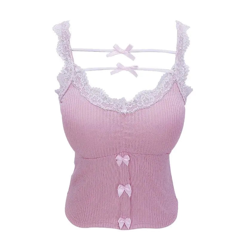 Tops Lace Trim Style Aesthetic Kawaii